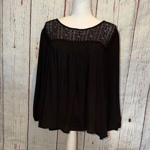 GAP Factory Black Lace Yoke Blouse